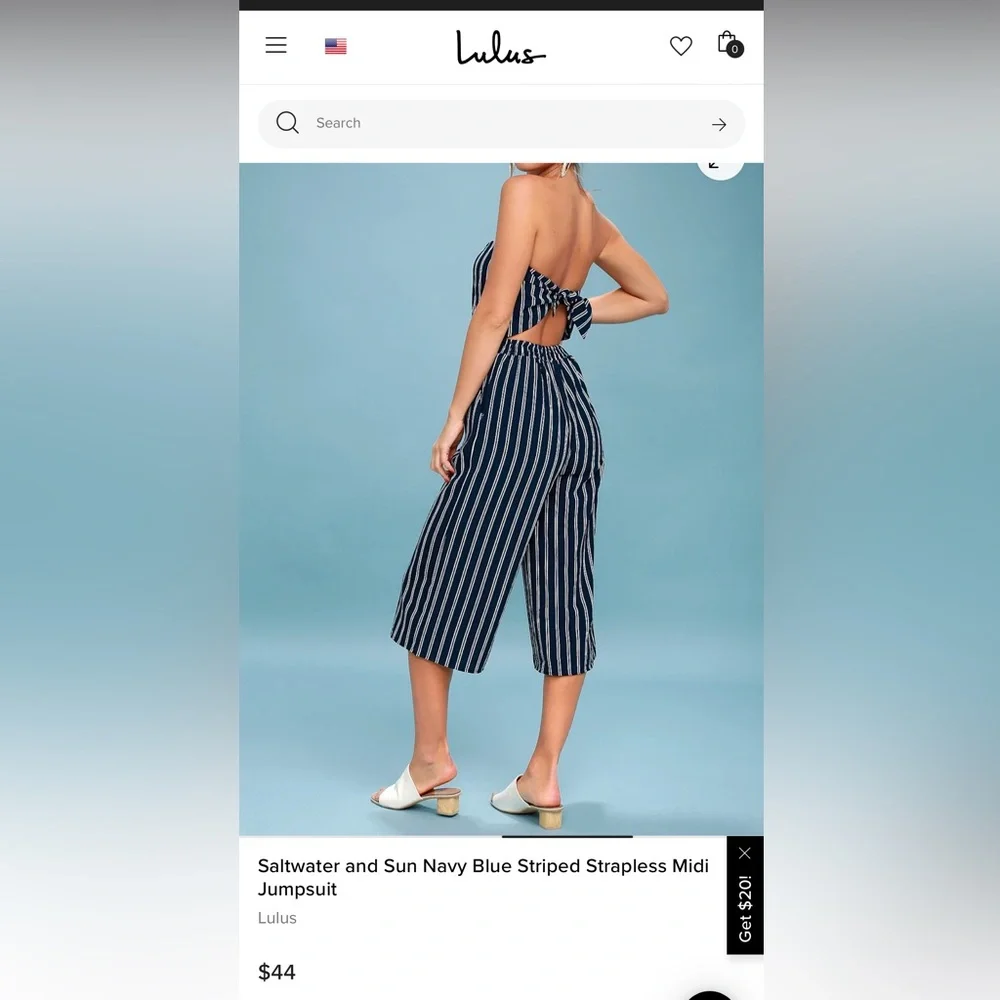 Lulus Saltwater and Sun Navy Blue Striped Strapless Midi Jumpsuit NWOT - Picture 6 of 6